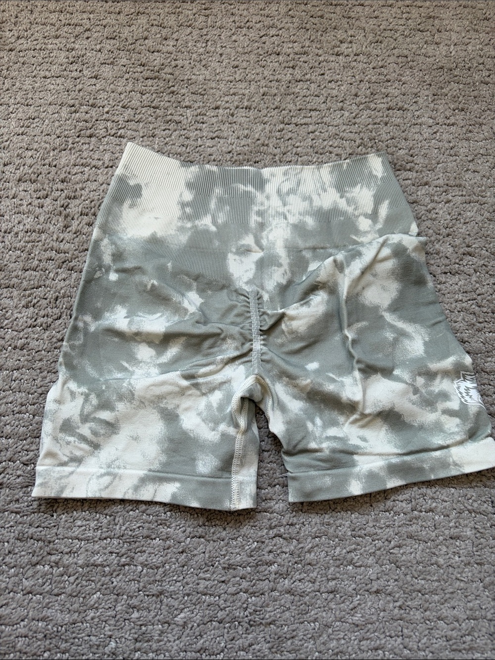 Darc Sport Women's Bike Shorts in Sage Green and Cream Tie-Dye